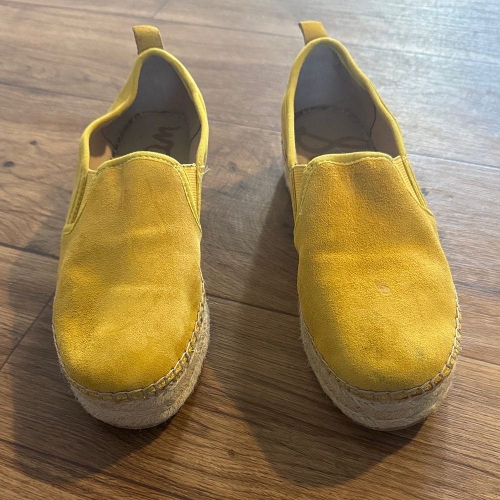 Sam Edelman Yellow Suede Platform Espadrille Slip-Ons